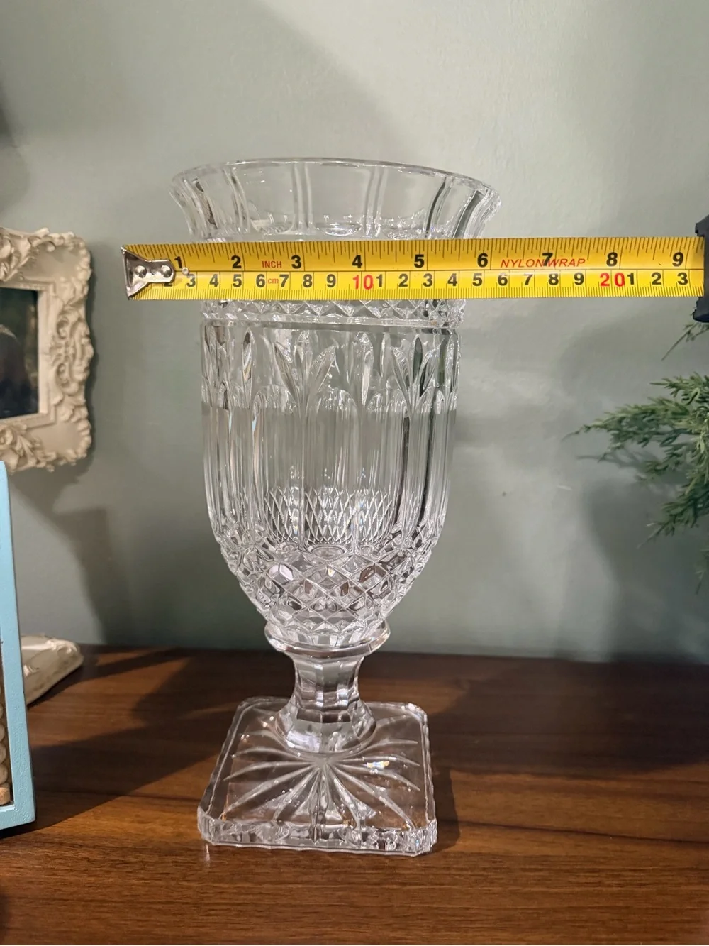 Crystal Cut Glass Urn Vase - Clear